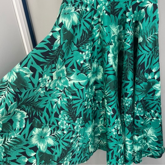 Zara Woman Green Tropical Fit and Flare Dress Size Medium  Palm Hawaiian - Picture 7 of 11